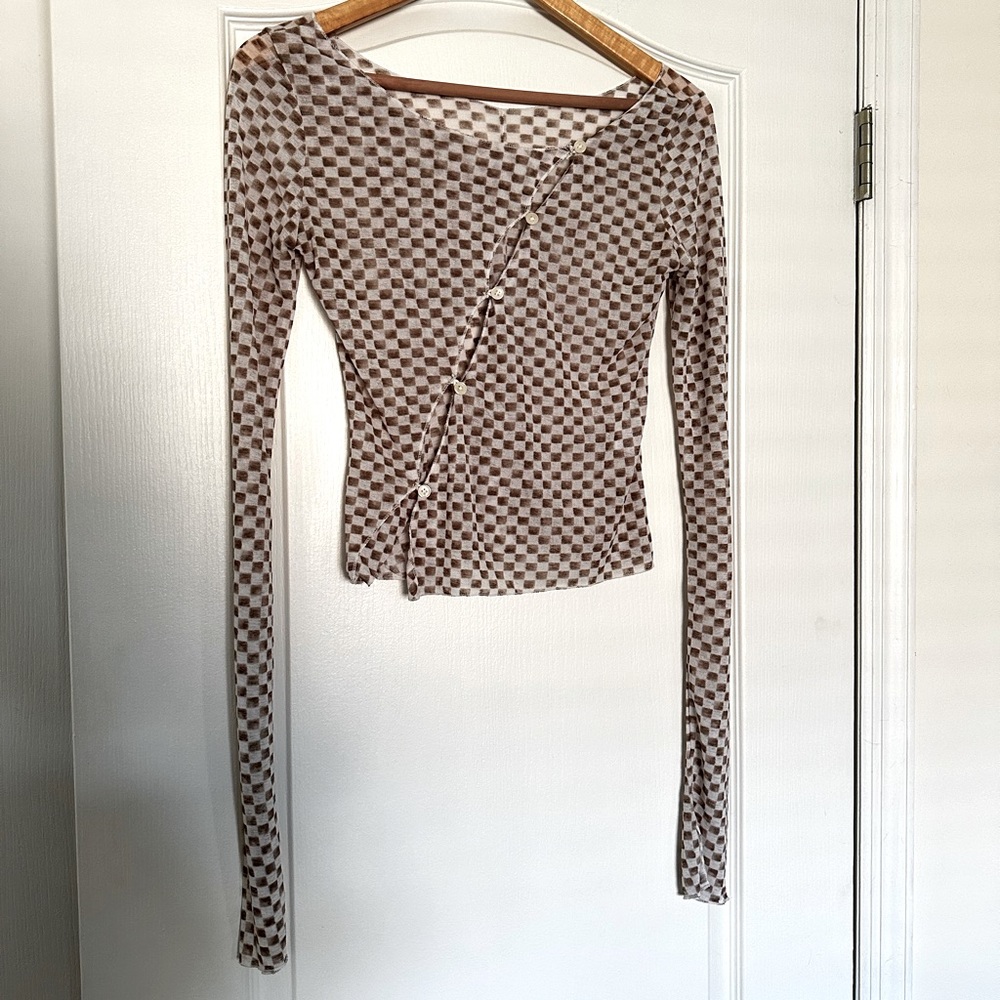 Sheer Checkered Top